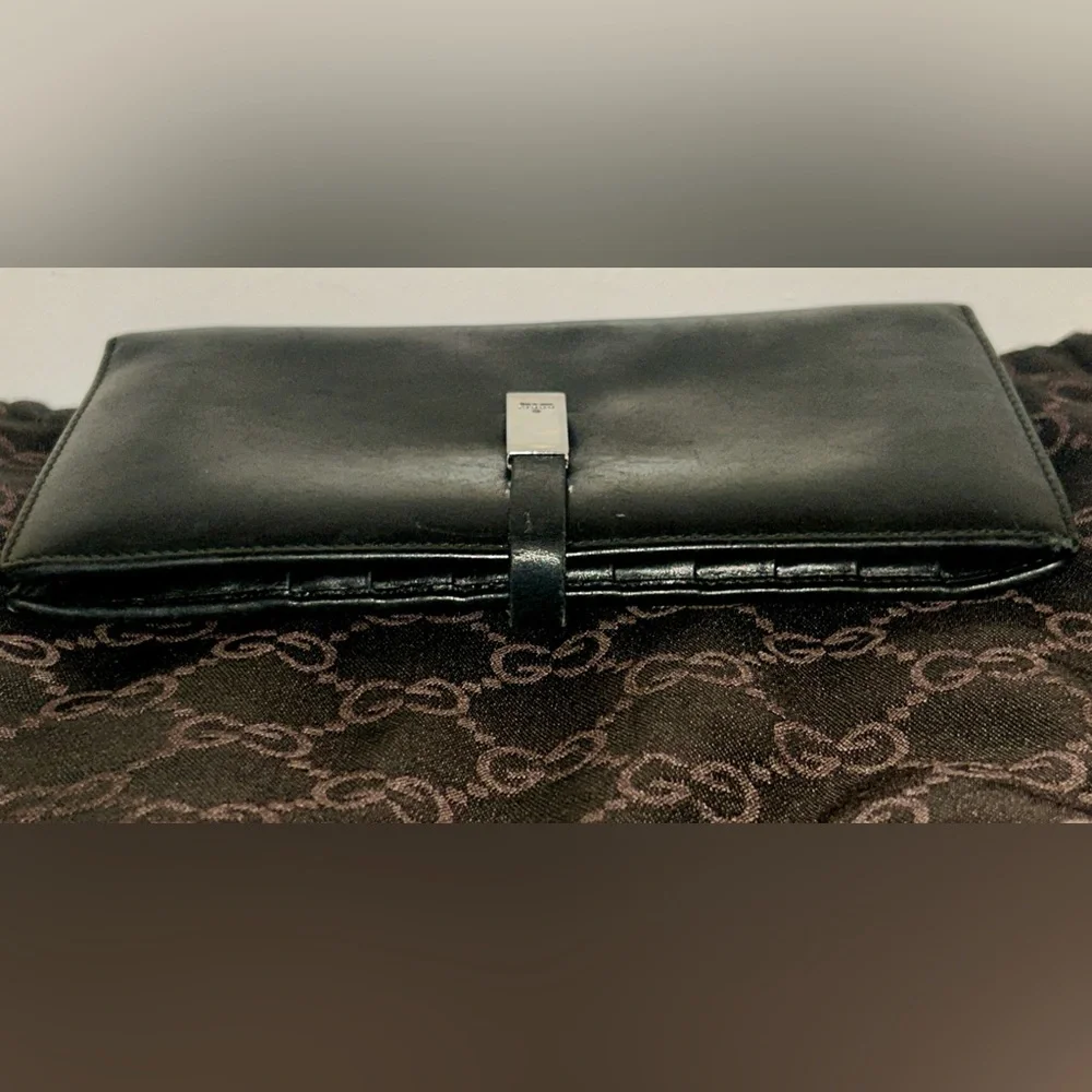 Vintage Gucci Black Leather Long Bifold Flap Wallet. Clean Corners! - Picture 4 of 10